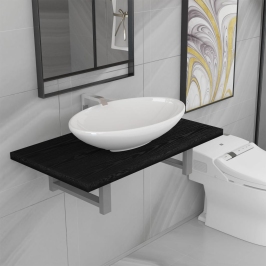 Conjunto de muebles de baño 2 piezas cerámica negro