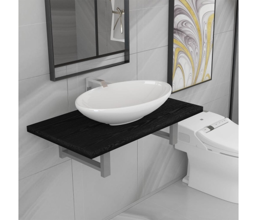 Conjunto de muebles de baño 2 piezas cerámica negro