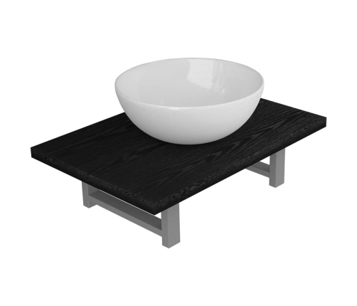 Conjunto de muebles de baño 2 piezas cerámica negro