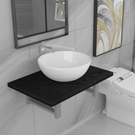 Conjunto de muebles de baño 2 piezas cerámica negro