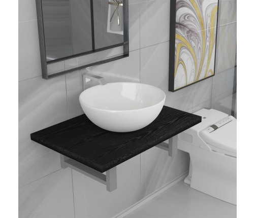 Conjunto de muebles de baño 2 piezas cerámica negro