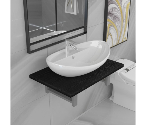 Conjunto de muebles de baño 2 piezas cerámica negro