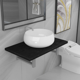 Conjunto de muebles de baño 2 piezas cerámica negro