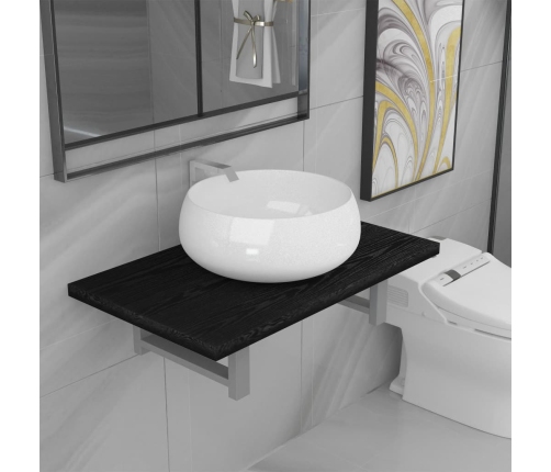 Conjunto de muebles de baño 2 piezas cerámica negro