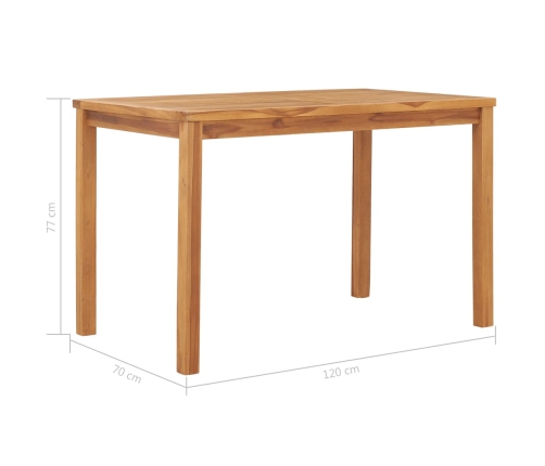 Mesa de comedor para jardín madera maciza de teca 120x70x77 cm