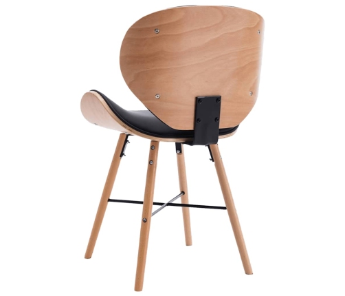 Sillas de comedor 4 uds cuero sintético y madera curvada negro