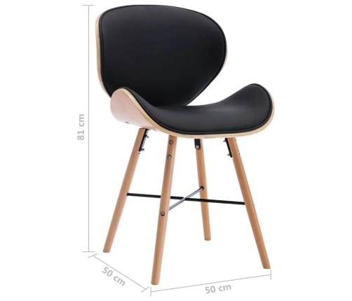 Sillas de comedor 4 uds cuero sintético y madera curvada negro