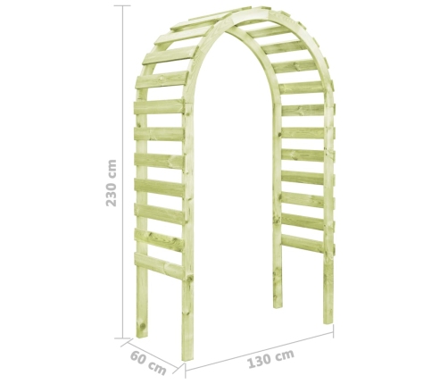 Pérgola de jardín madera de pino impregnada 130x60x230 cm