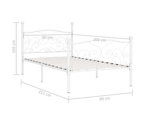 Estructura de cama con somier metal blanco 90x200 cm