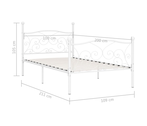 Estructura cama con somier sin colchón metal blanco 100x200 cm