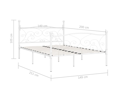 Estructura cama con somier sin colchón metal blanco 140x200 cm