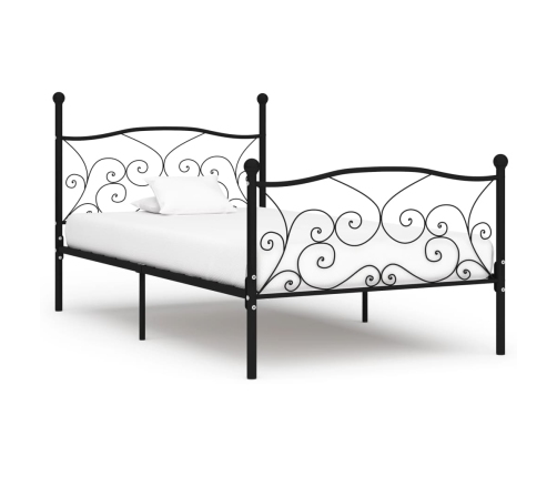 Estructura de cama con somier metal negro 90x200 cm