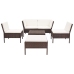 Set muebles de jardín 6 piezas y cojines ratán sintético marrón