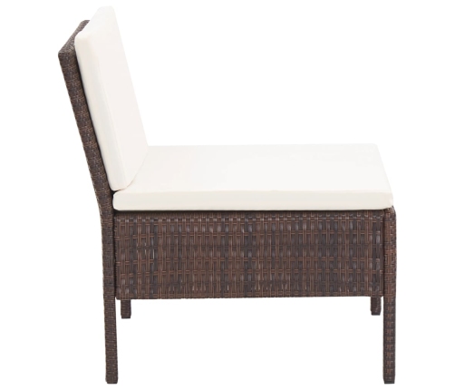 Set muebles de jardín 6 piezas y cojines ratán sintético marrón