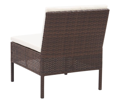 Set muebles de jardín 6 piezas y cojines ratán sintético marrón