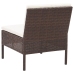 Set muebles de jardín 6 piezas y cojines ratán sintético marrón