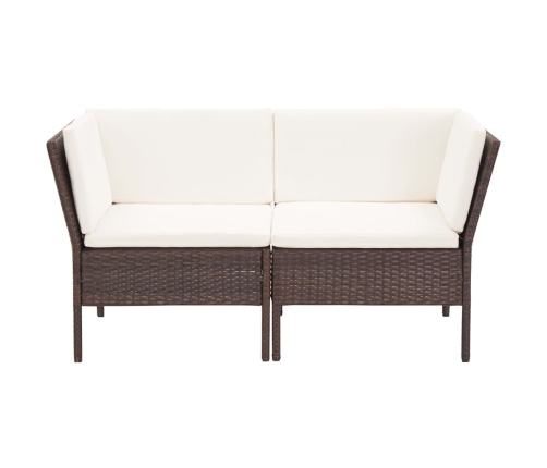 Set muebles de jardín 6 piezas y cojines ratán sintético marrón