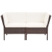 Set muebles de jardín 6 piezas y cojines ratán sintético marrón