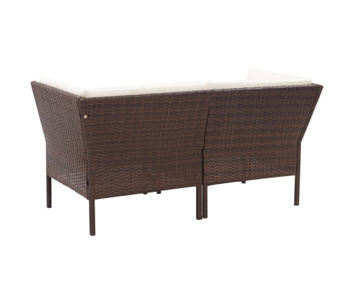Set muebles de jardín 6 piezas y cojines ratán sintético marrón