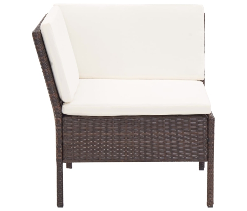 Set muebles de jardín 6 piezas y cojines ratán sintético marrón