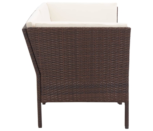 Set muebles de jardín 6 piezas y cojines ratán sintético marrón