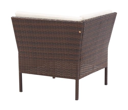 Set muebles de jardín 6 piezas y cojines ratán sintético marrón