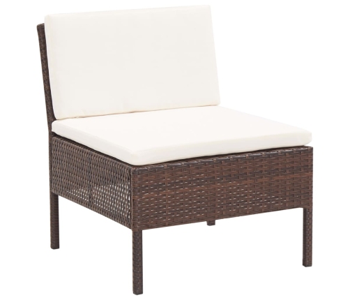 Set muebles de jardín 6 piezas y cojines ratán sintético marrón