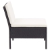 Set muebles de jardín 8 piezas y cojines ratán sintético negro