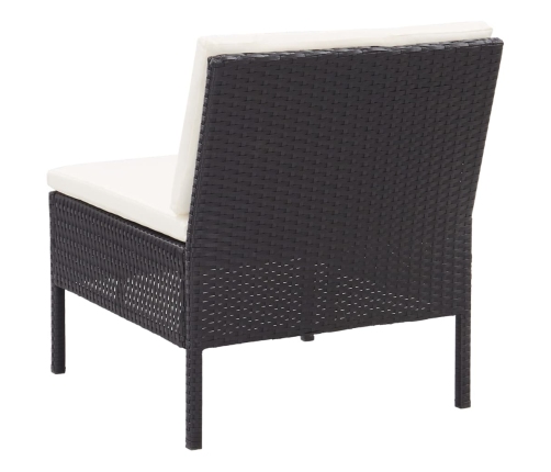 Set muebles de jardín 8 piezas y cojines ratán sintético negro