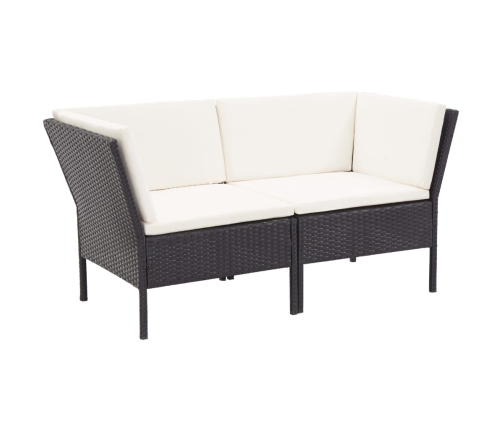 Set muebles de jardín 8 piezas y cojines ratán sintético negro