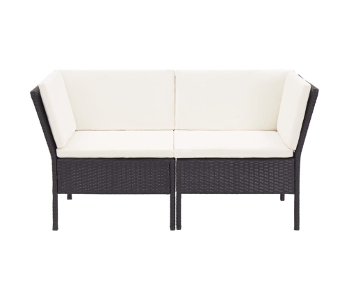 Set muebles de jardín 8 piezas y cojines ratán sintético negro