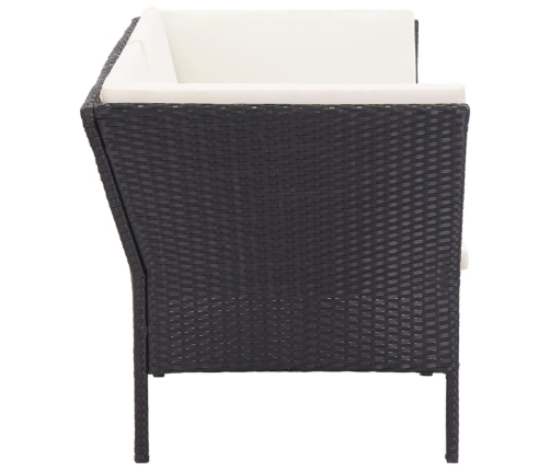 Set muebles de jardín 8 piezas y cojines ratán sintético negro