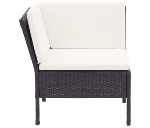 Set muebles de jardín 8 piezas y cojines ratán sintético negro