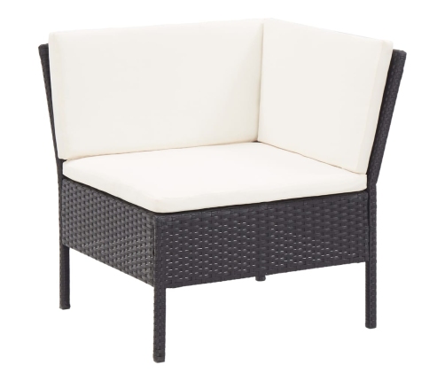 Set muebles de jardín 8 piezas y cojines ratán sintético negro