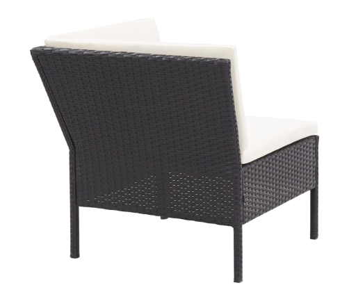 Set muebles de jardín 8 piezas y cojines ratán sintético negro