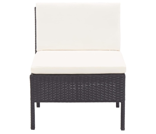 Set muebles de jardín 8 piezas y cojines ratán sintético negro