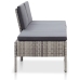 Set de muebles de jardín 3 pzas y cojines ratán sintético gris