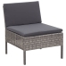 Set de muebles de jardín 3 pzas y cojines ratán sintético gris
