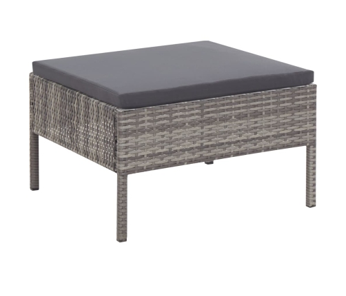 Set de muebles de jardín 3 pzas y cojines ratán sintético gris