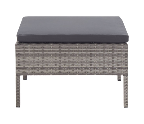 Set de muebles de jardín 3 pzas y cojines ratán sintético gris