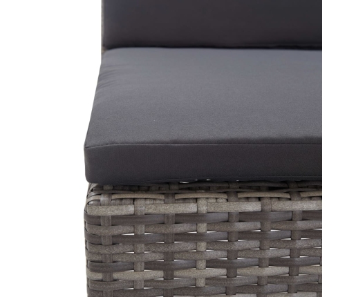 Set de muebles de jardín 3 pzas y cojines ratán sintético gris