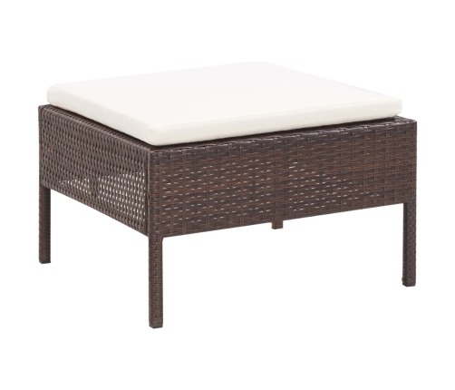 Set muebles de jardín 3 pzas y cojines ratán sintético marrón