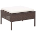 Set muebles de jardín 3 pzas y cojines ratán sintético marrón