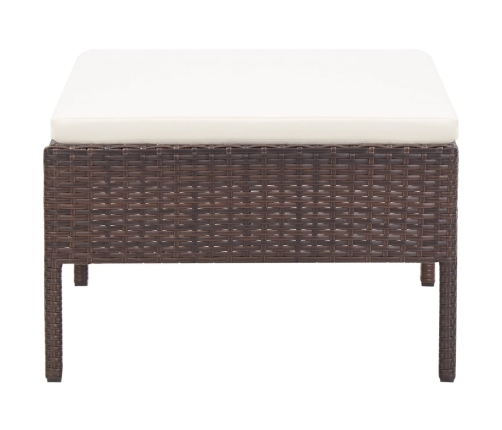 Set muebles de jardín 3 pzas y cojines ratán sintético marrón