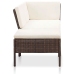 Set muebles de jardín 3 pzas y cojines ratán sintético marrón