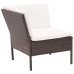 Set muebles de jardín 3 pzas y cojines ratán sintético marrón