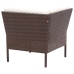 Set muebles de jardín 3 pzas y cojines ratán sintético marrón