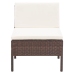 Set muebles de jardín 3 pzas y cojines ratán sintético marrón