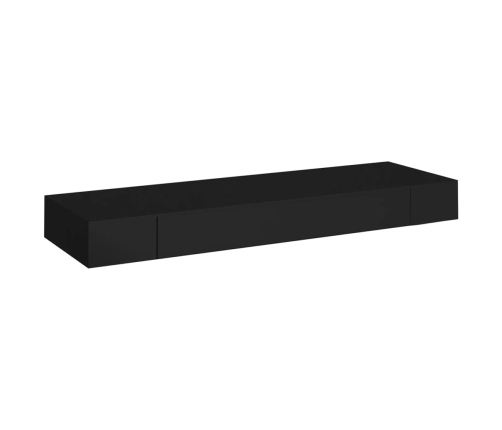 Estante flotante de pared con cajón negro 80x25x8 cm