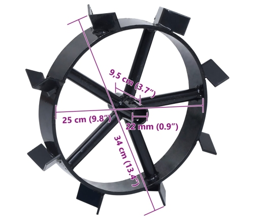 Ruedas de metal para arado de gasolina 6,5 HP 2 uds